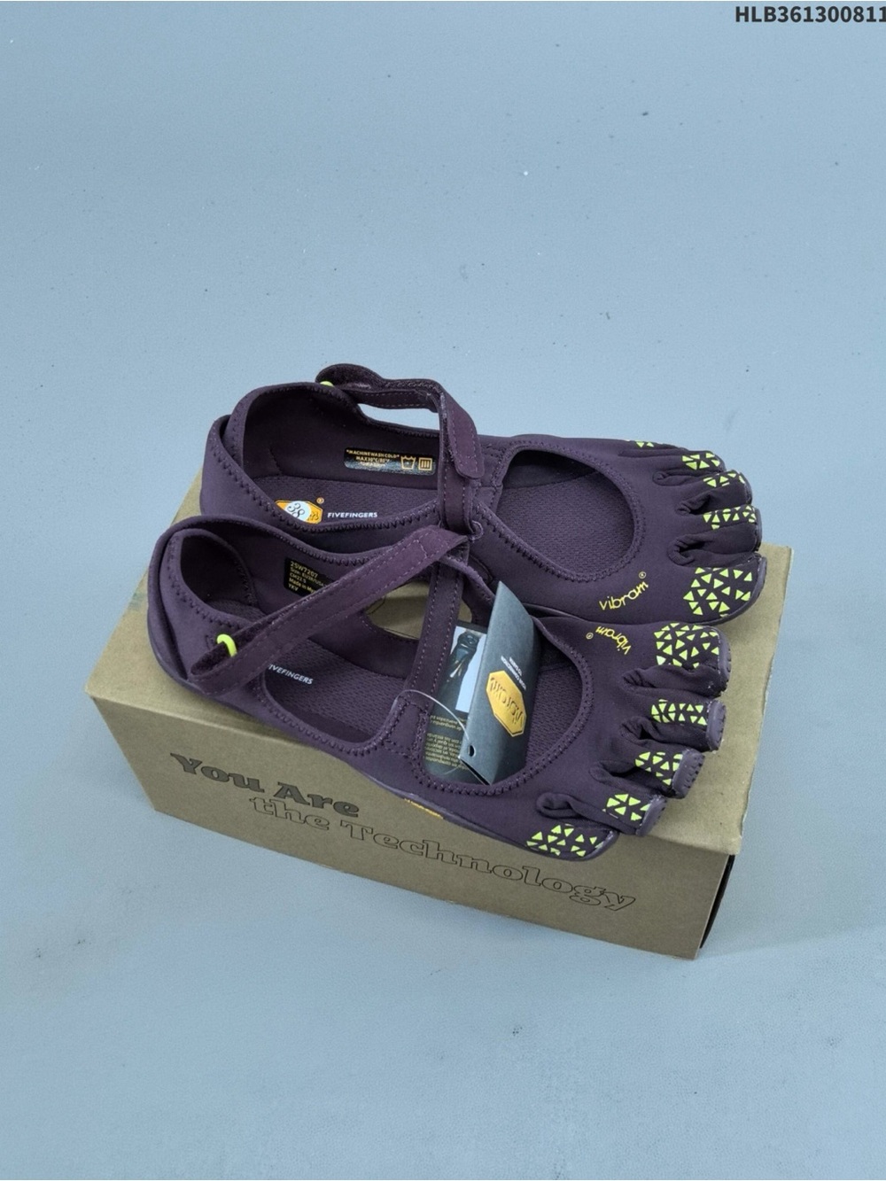 Vibram Women's Purple Five-Toe Flats with Lime Accents